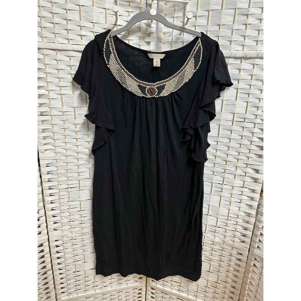 Vintage‎ Black Jonathan Martin Dress Size 12 Beaded Collar